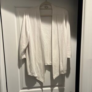 Talbots White Cardigan Sweater Lightweight Open Front